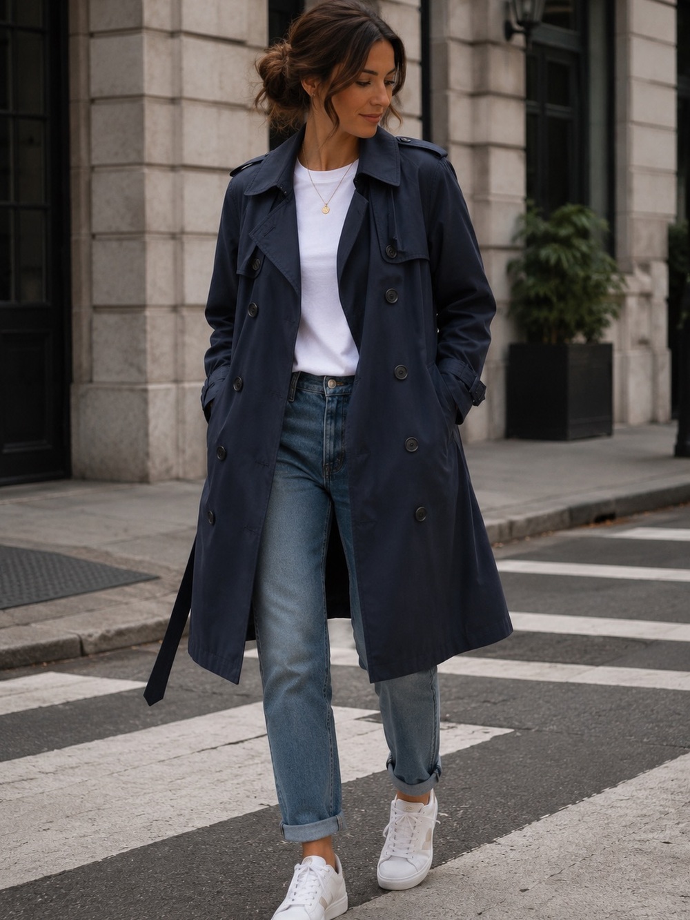 Ralph Lauren Navy Double-Breasted Trench Coat
